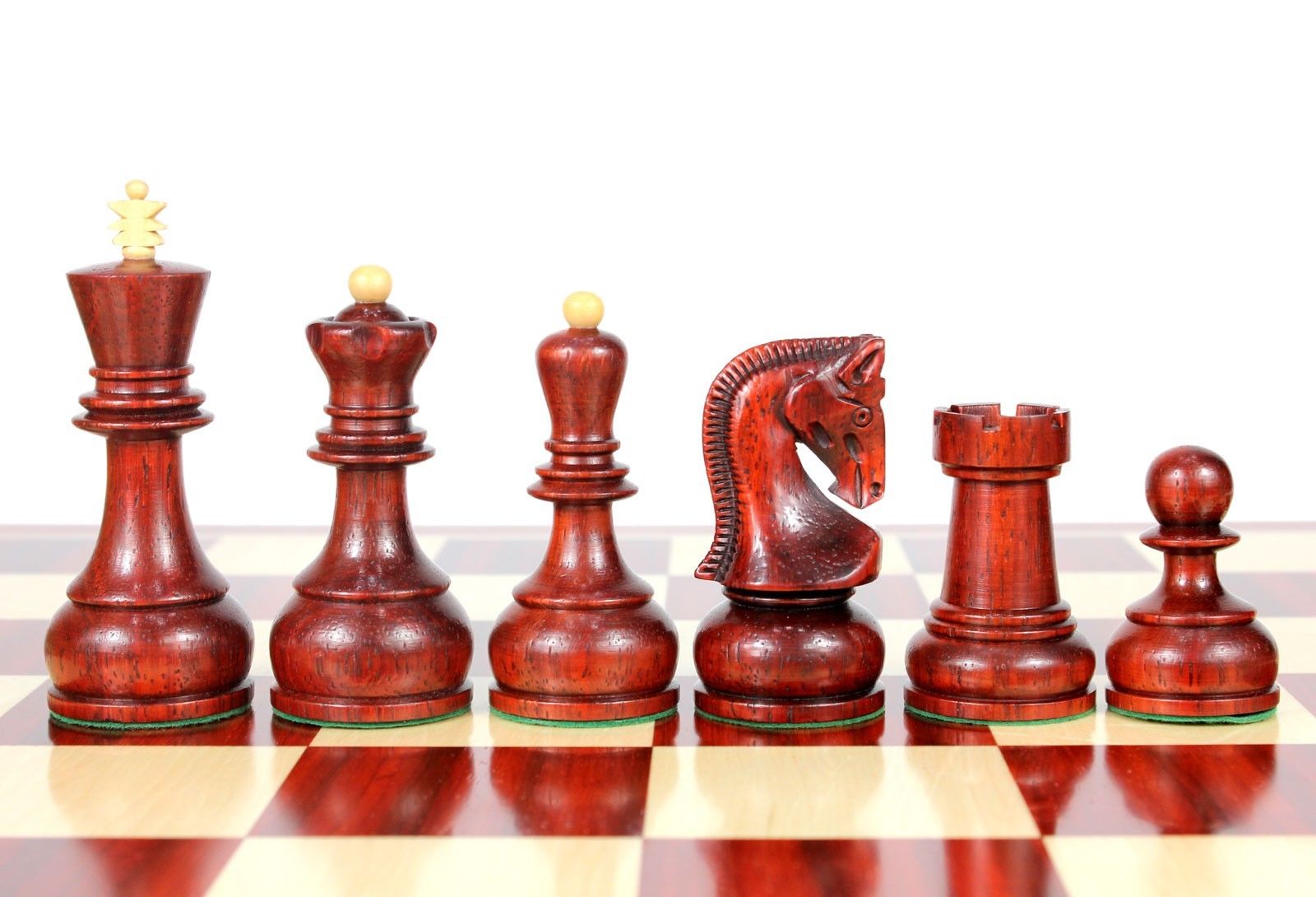 Monarch Staunton Rose Wood Chess Set Pieces 3" Weighted 2 Extra Queens 