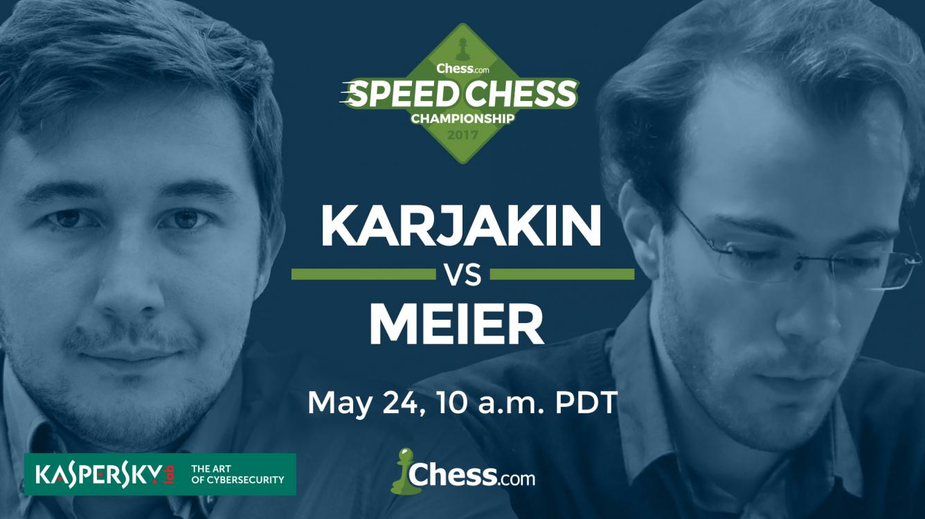 So könnt Ihr das Achtelfinale der Speedschach Meisterschaft Karjakin gegen Meier ansehen