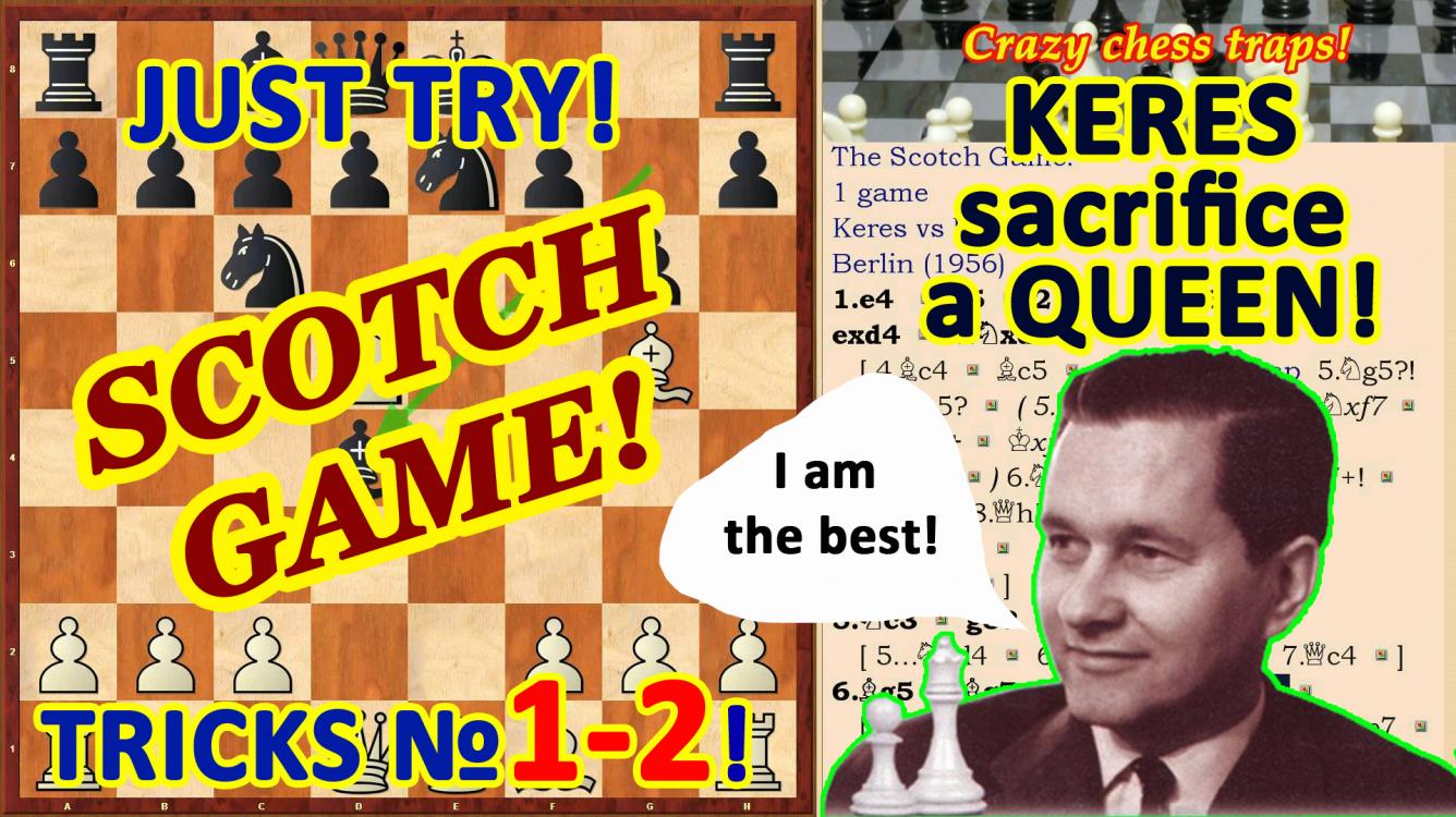 Keres has sacrificed a Knight and a Queen in the Opening Scotch Game!