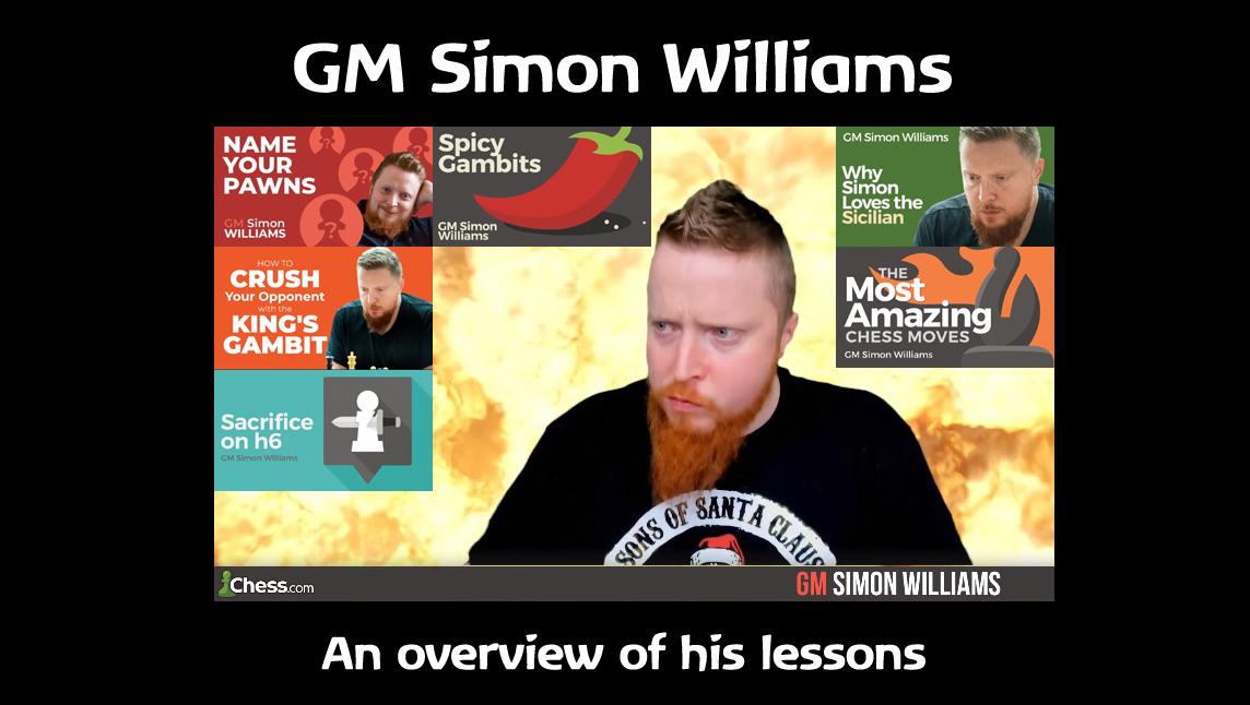 An overview of GM Simon Williams’ lessons on Chess.com
