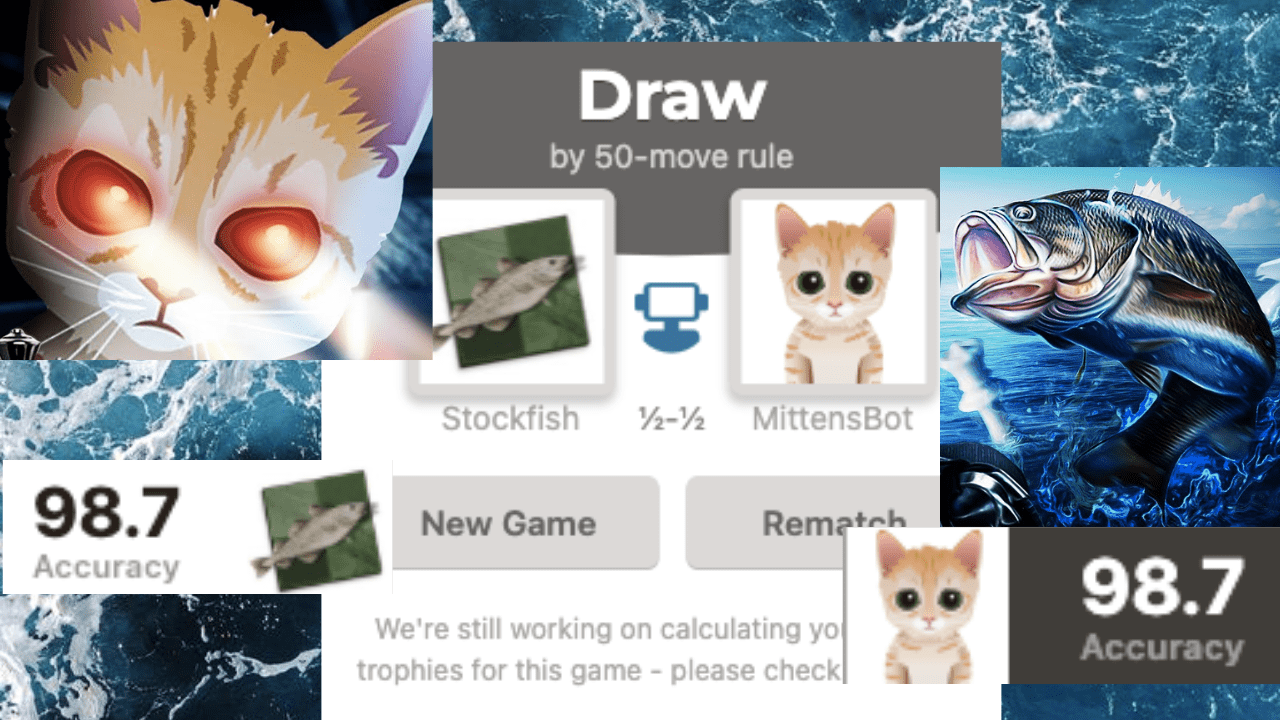 Mittens vs Stockfish: PERFECT GAME 