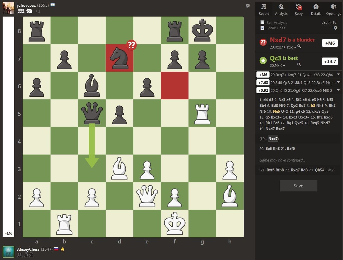 chess.com analysis of the same move in back-to-back games : r/chess