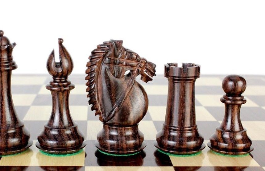 Sheesham LACQUERED RUSSIAN Staunton Wood Chess Set 18 Walnut & Maple Color Board 