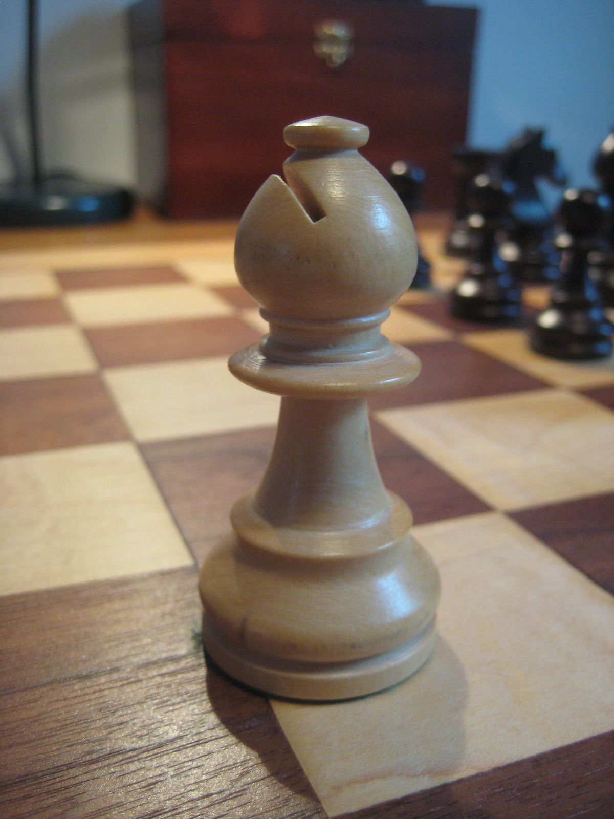 Combo of Reproduced 90s French Chavet Championship Tournament Chess Pieces  V2.0 in Ebonized / Box Wood - 3.6 King with Wooden Chess Board & Storage