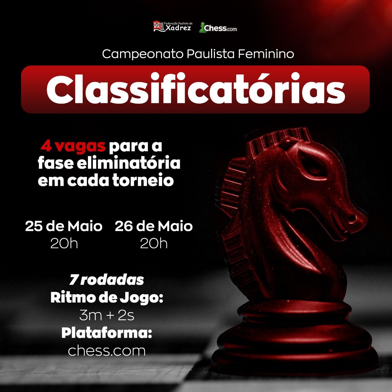 Federação Paulista de Xadrez - 👉 É Hoje! O evento será transmitido nos  canais da twitch da WFM Julia Alboredo e GM Krikor Mekhitarian a partir das  19h horário de Brasília 🎗