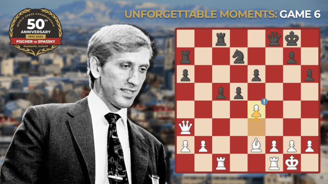 An image of GM Bobby Fischer as part of the Fischer vs.  Spassky article series.