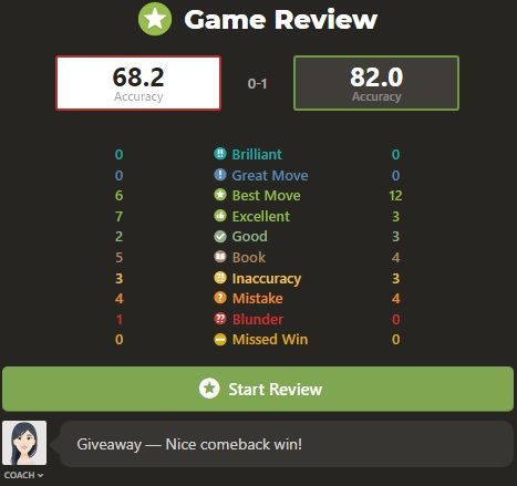 A screenshot of the Game Review feature.