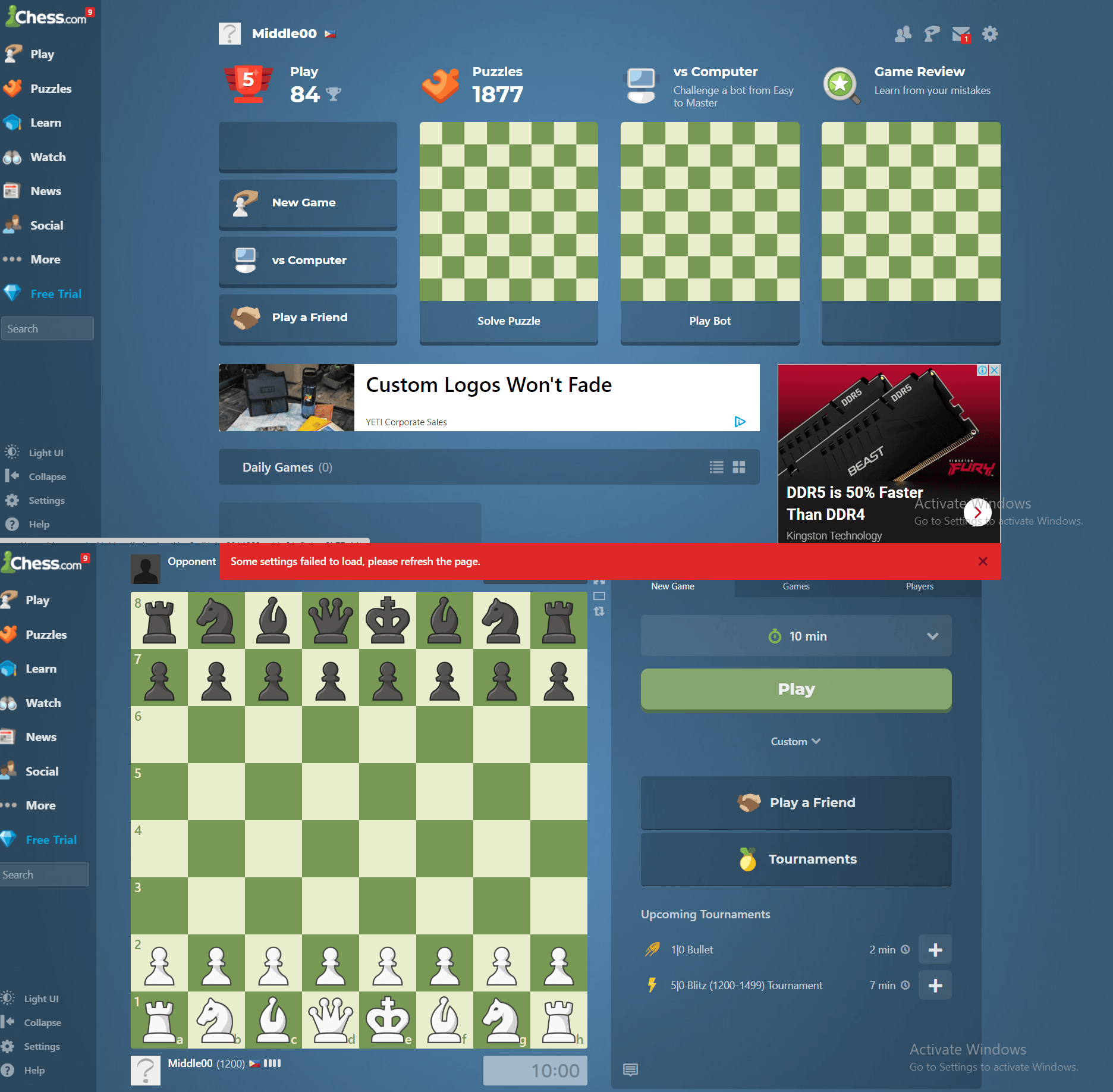 Can't play online - Chess Forums 