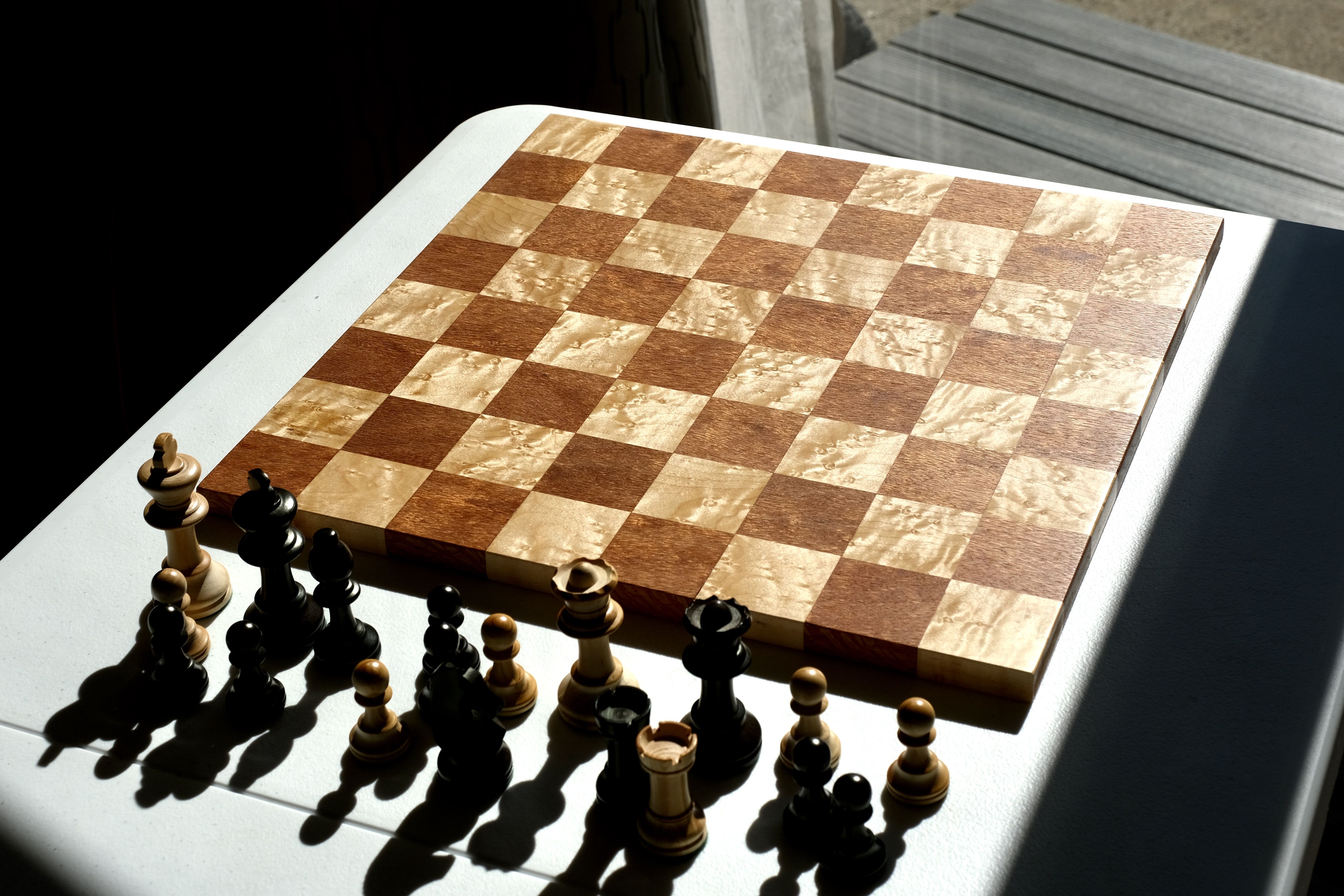 21 1/2" Black & Birdseye Maple Wood Large Chess Board 