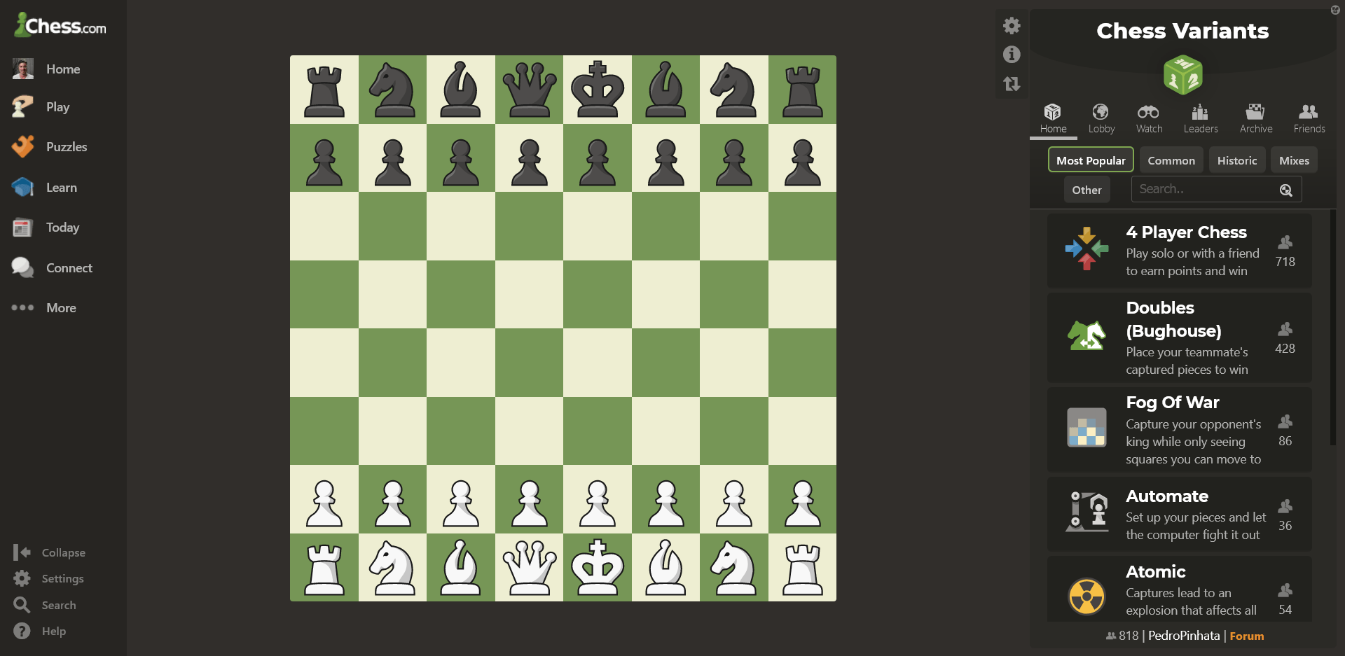 Four-player chess variants – Green Chess