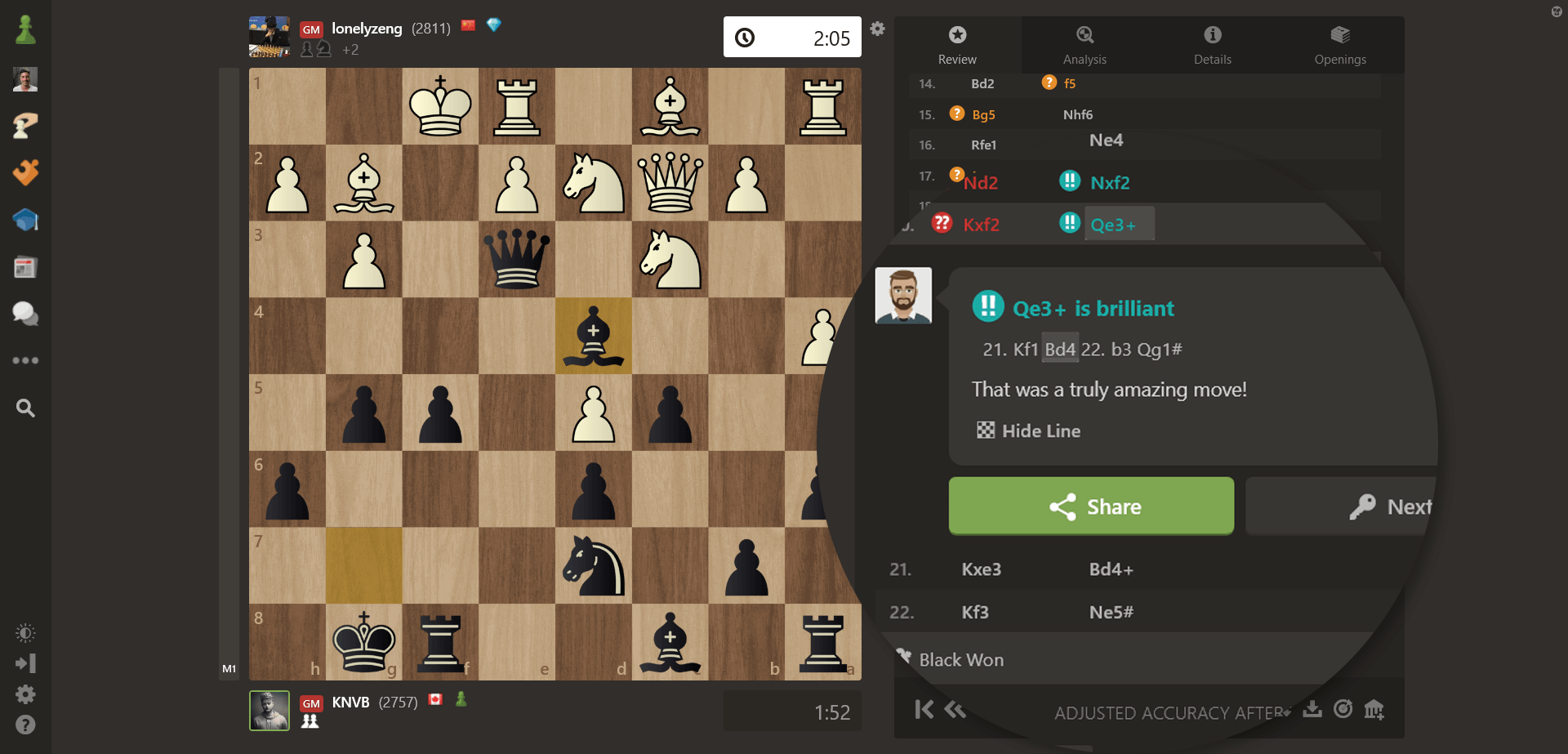 New Chesscom game review