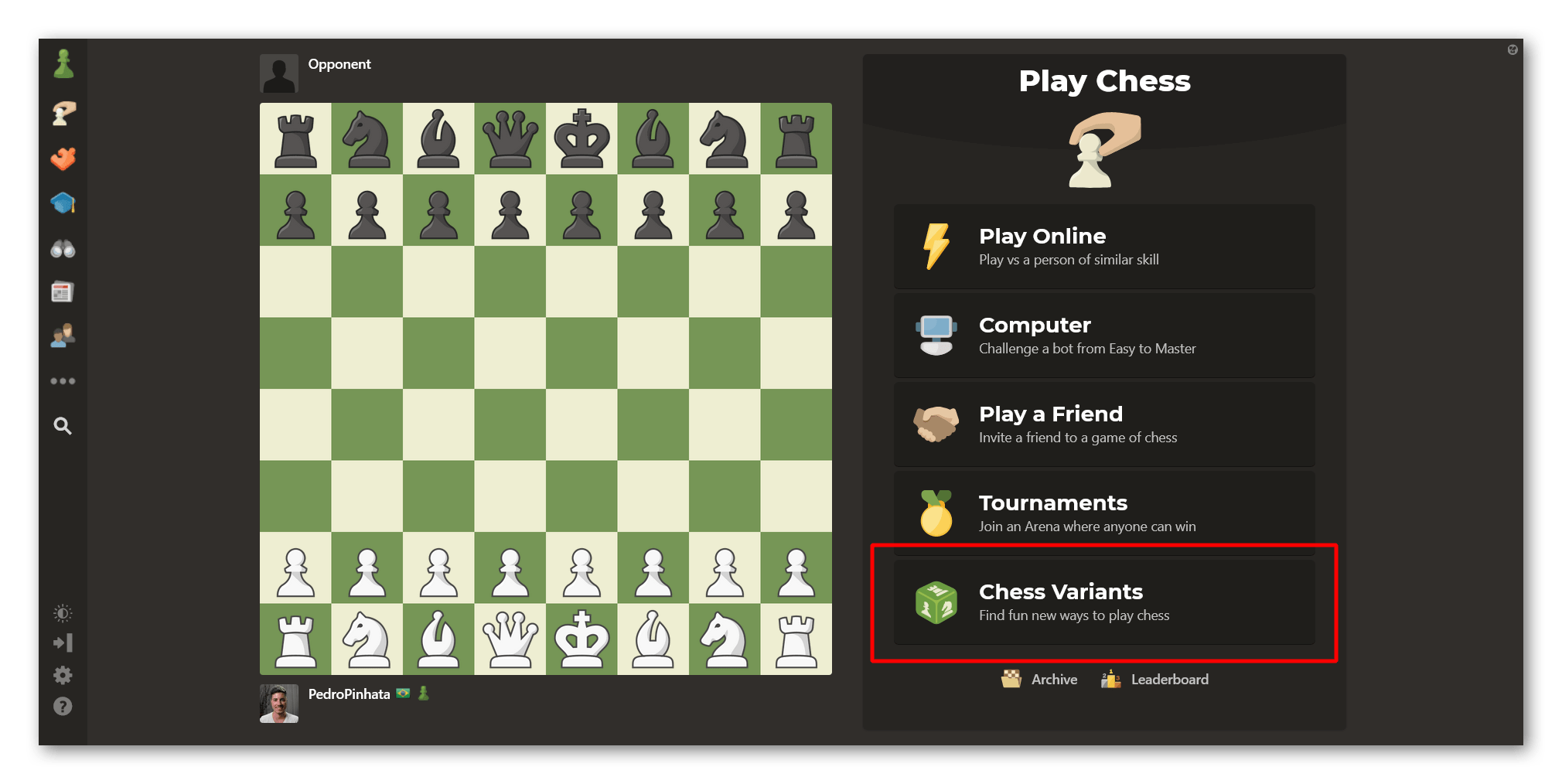 Play chess variants
