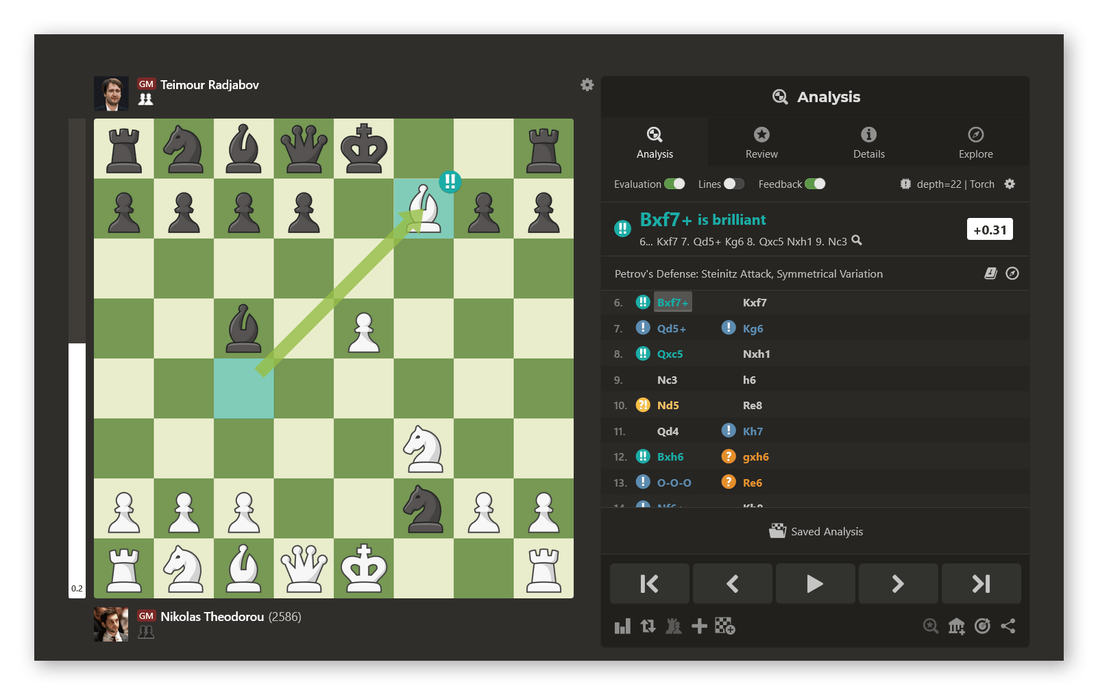 Chess.com's new move list