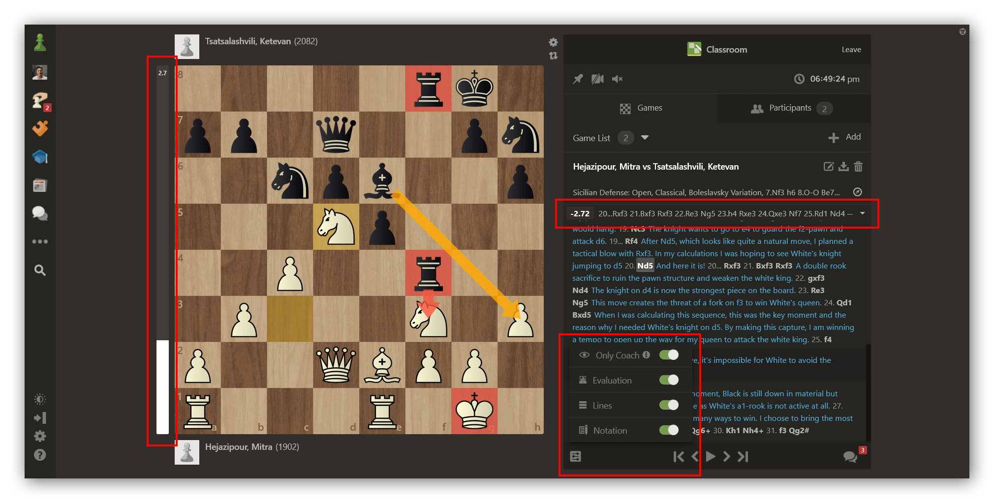 Engine control function Chess.com Classroom