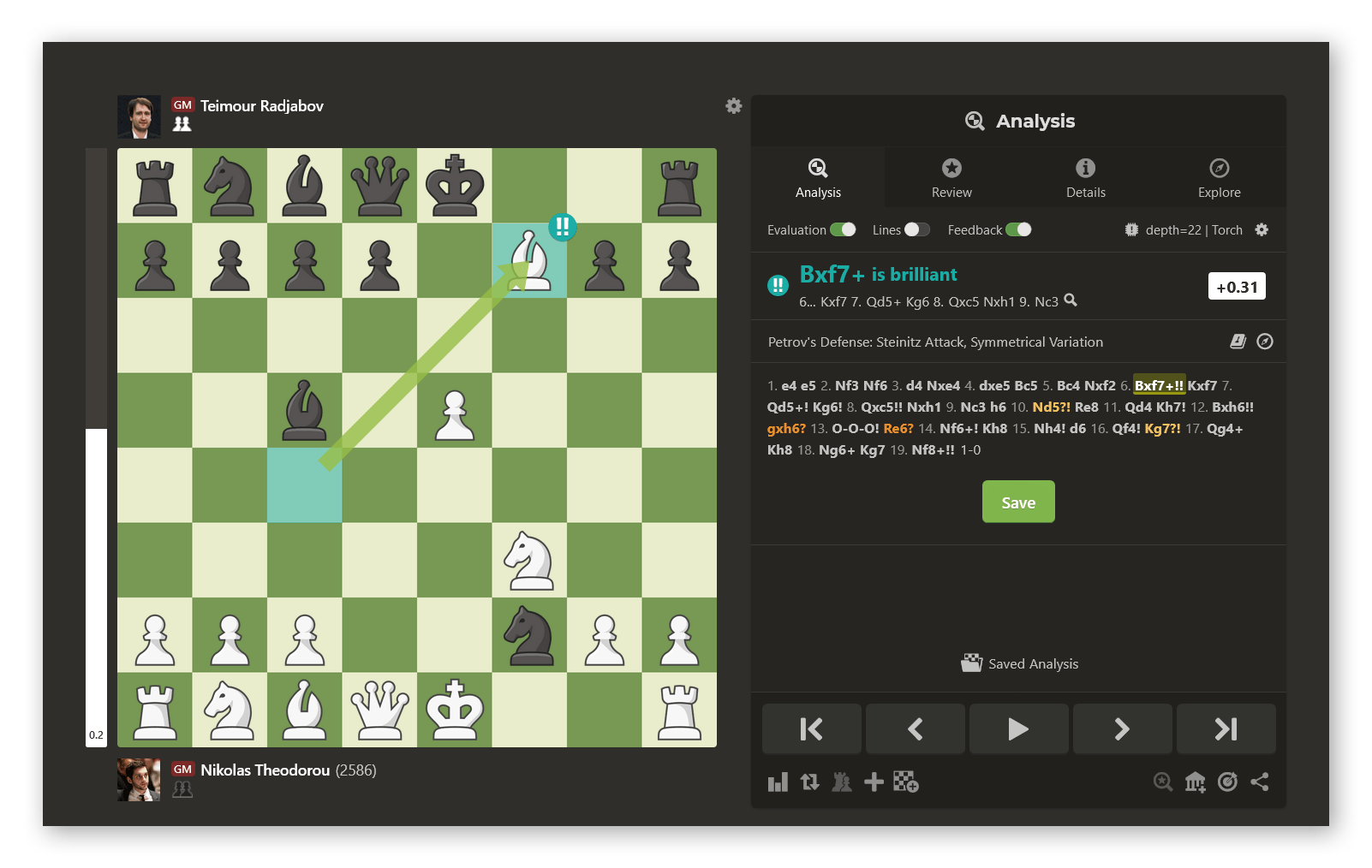 Chess.com's old move list