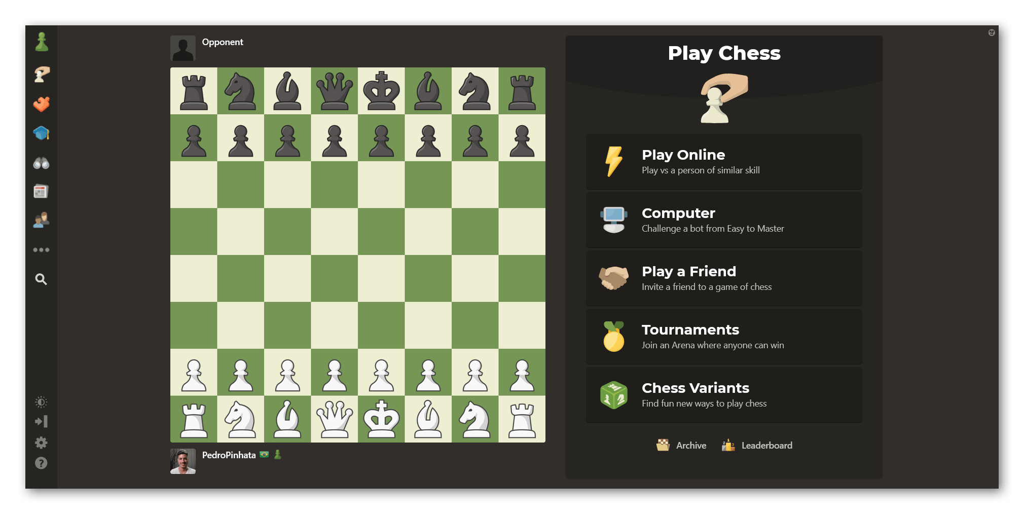 หน้าเล่นบน Chess.com