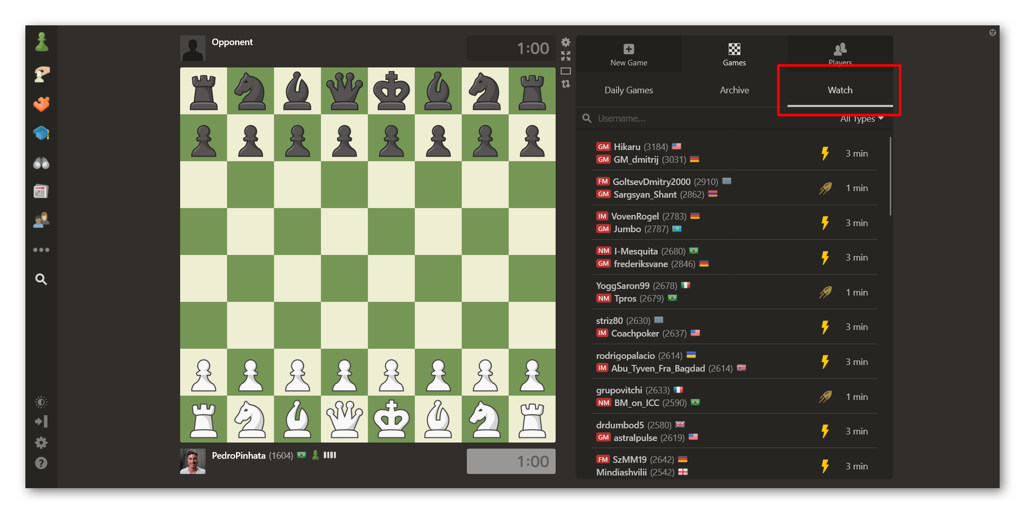 Watch top players playing on Chess.com