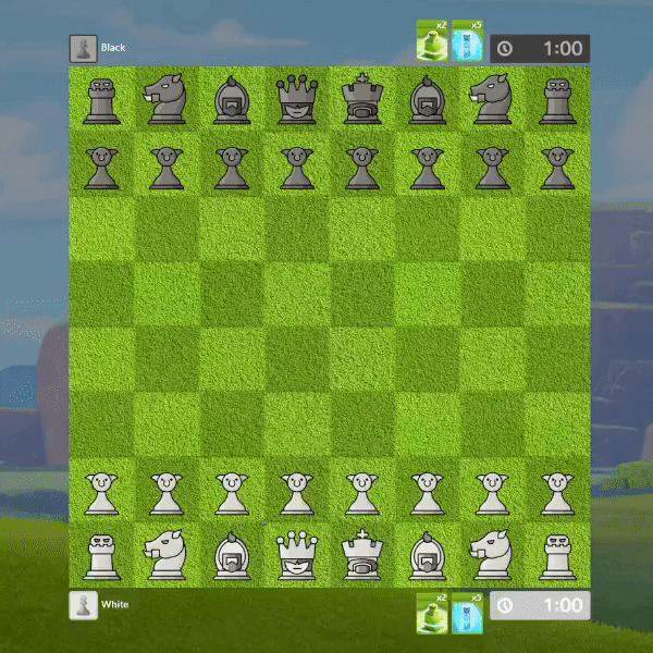 คุณสามารถจับสองชิ้นระหว่างทางใน Spell Chess