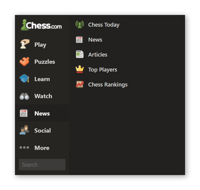 Chess.com Navigation Bar