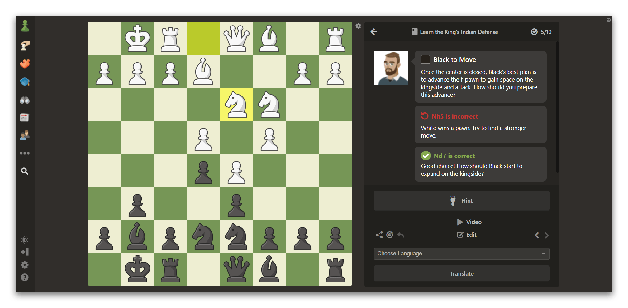 Opening lessons on Chess.com