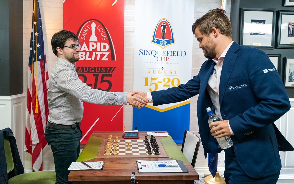Grand Chess Tour on X: The man of the hour! Maxime Vachier-Lagrave  defeated Magnus Carlsen and is now leading the tournament! #Sinquefieldcup  #GrandChesstour  / X