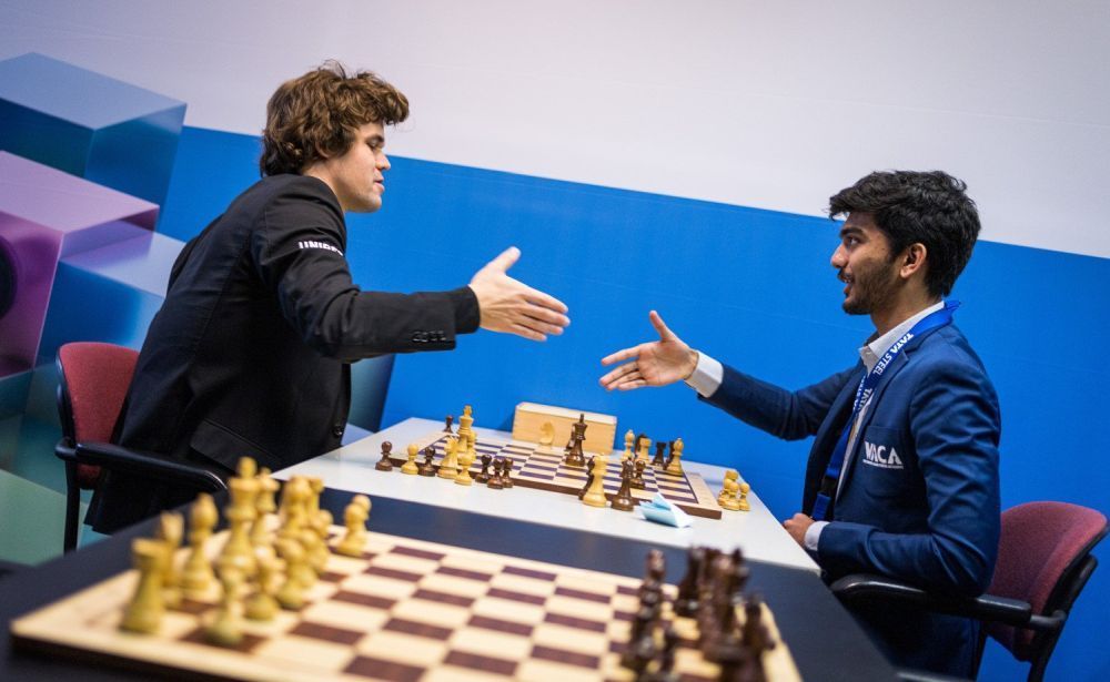 Magnus Carlsen drew Gukesh in the Tata Steel Chess earlier this year. Photo: Lennart Ootes/Tata Steel Chess