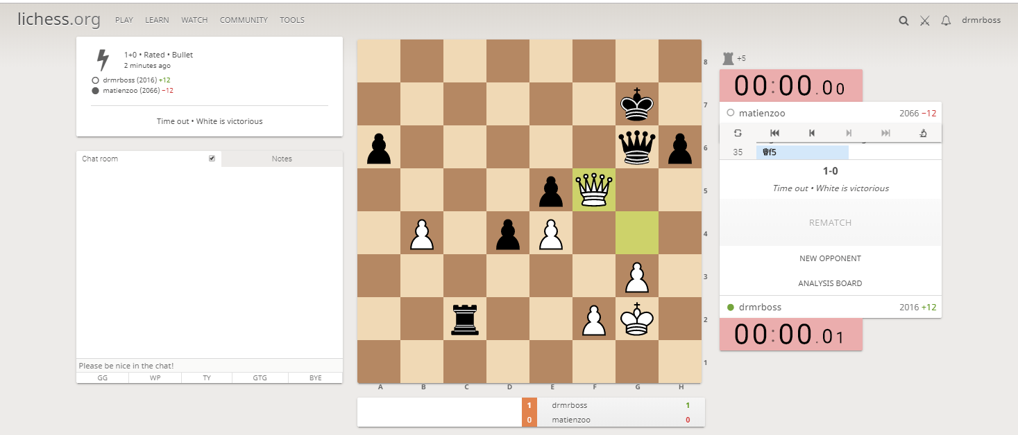 Won with 24 secs left in 1'0 #bulletchess ! #chesstime #lichess #chess  #chessgame #chesspuzzle 