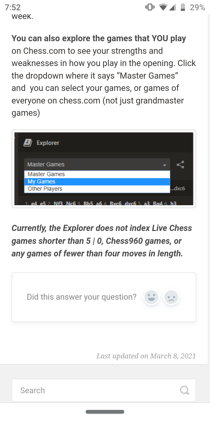 What bank of games does chess.com's opening explorer use? It says that this  sequence has never happened, which I find hard to believe. Is it only games  from players below a certain