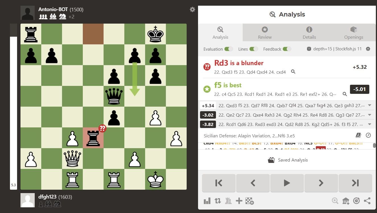 Chess Viewer Game Analysis USCF 2100 vs 1800 
