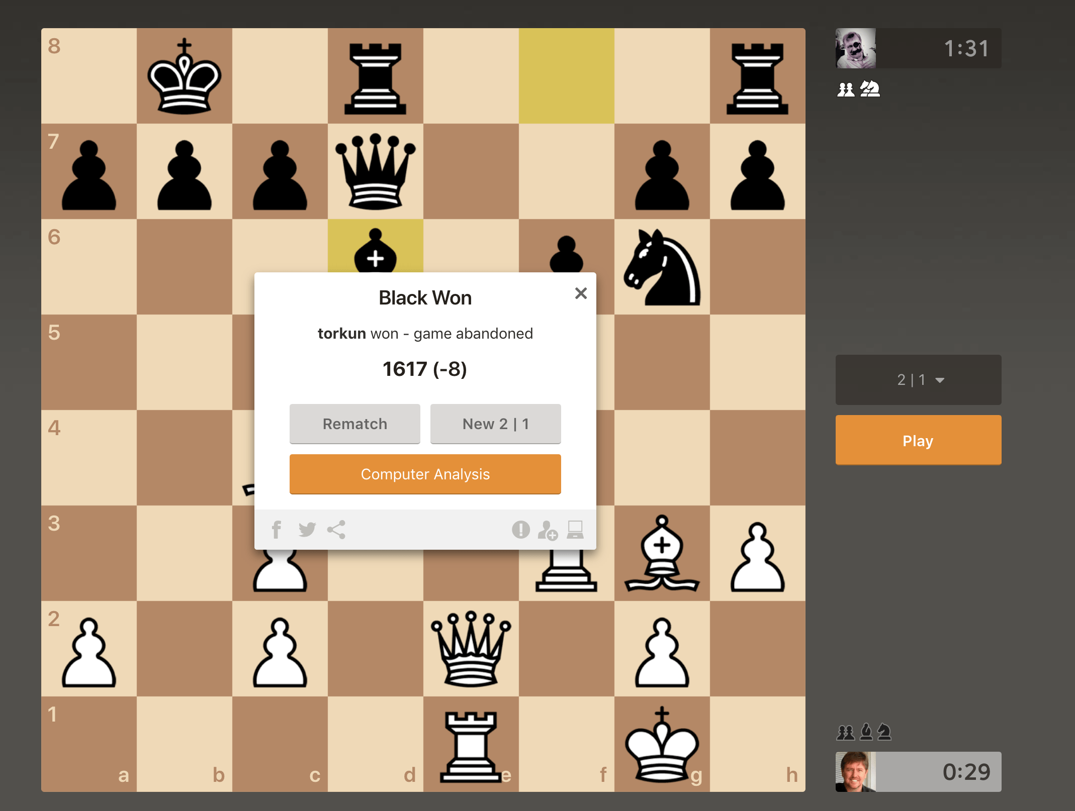 this was a 3+0 game and when my opponent was completely lost he