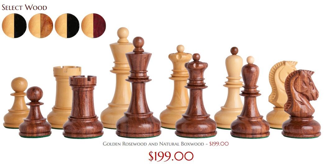 The Dubrovnik Chess Set 3.75" King Pieces Only Golden Rosewood 