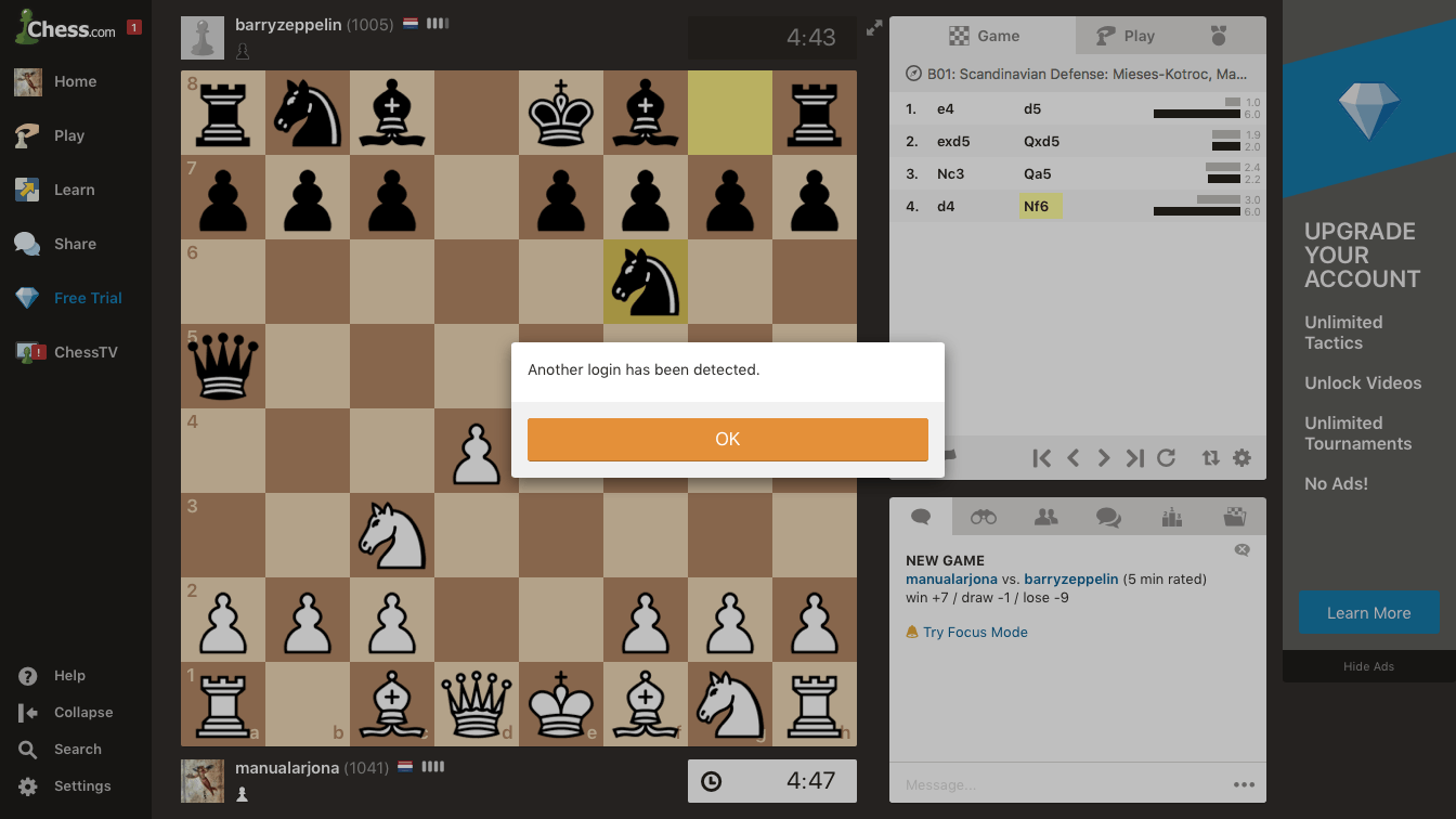 another login detected - Chess Forums 