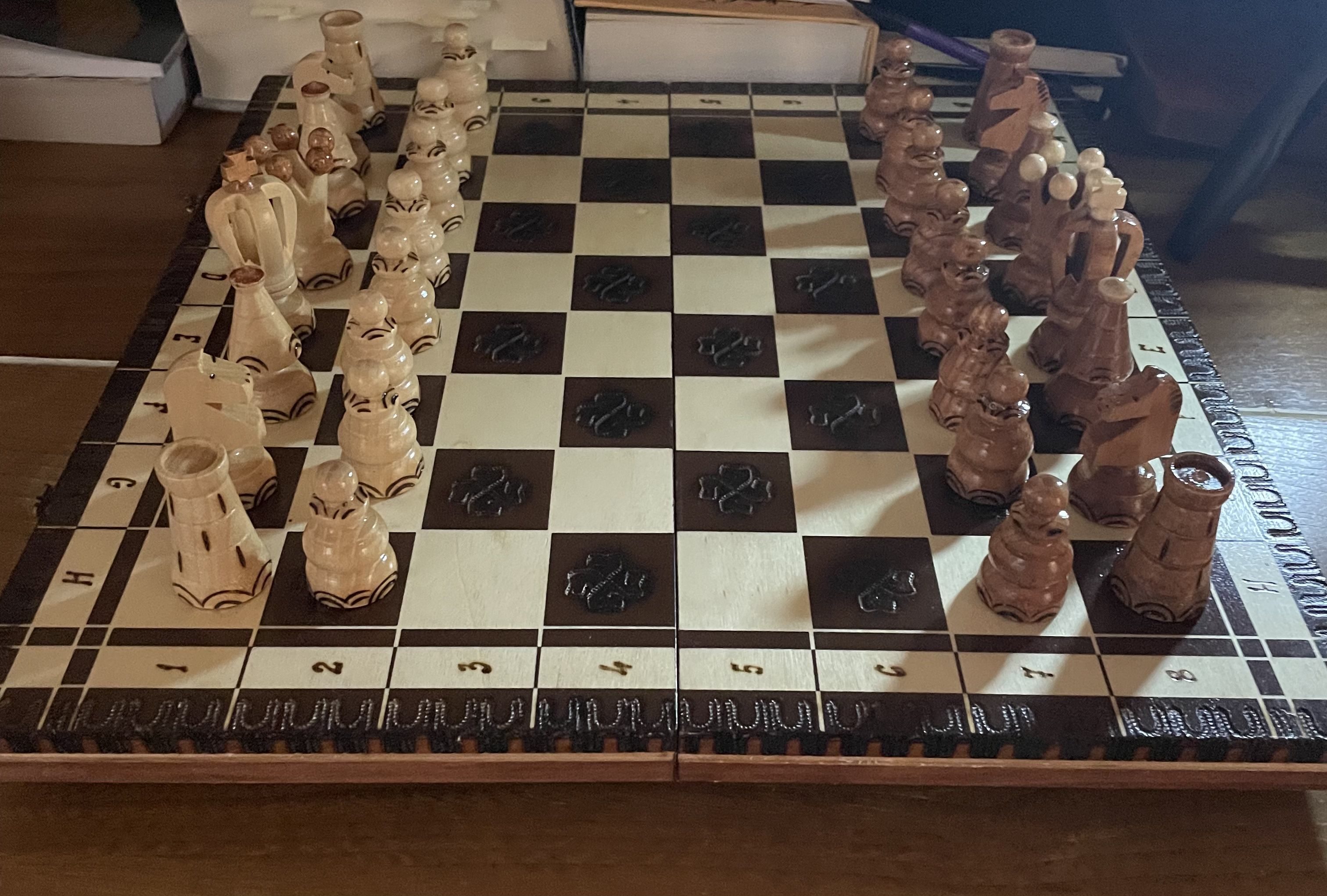 Was just gifted a really nice hand carved wooden chess set!! - Chess ...