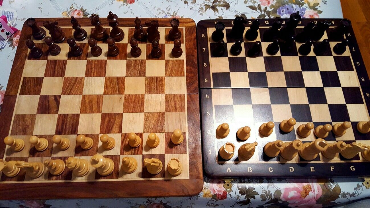 14" Large Rosewood & Maple Wooden Inlaid Magnetic Chess Set Board for Travel 