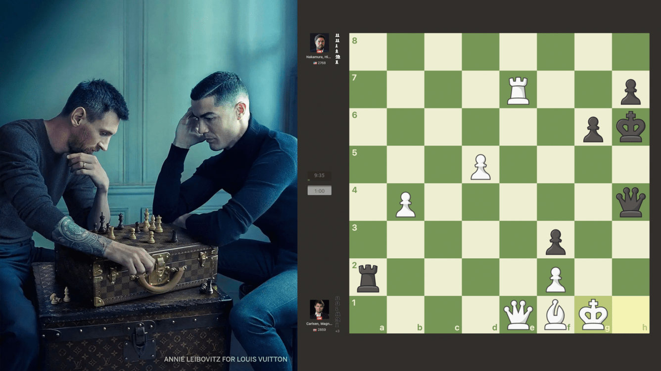 Месси и Роналду играют в шахматы в рекламе "Луи Вюиттон"