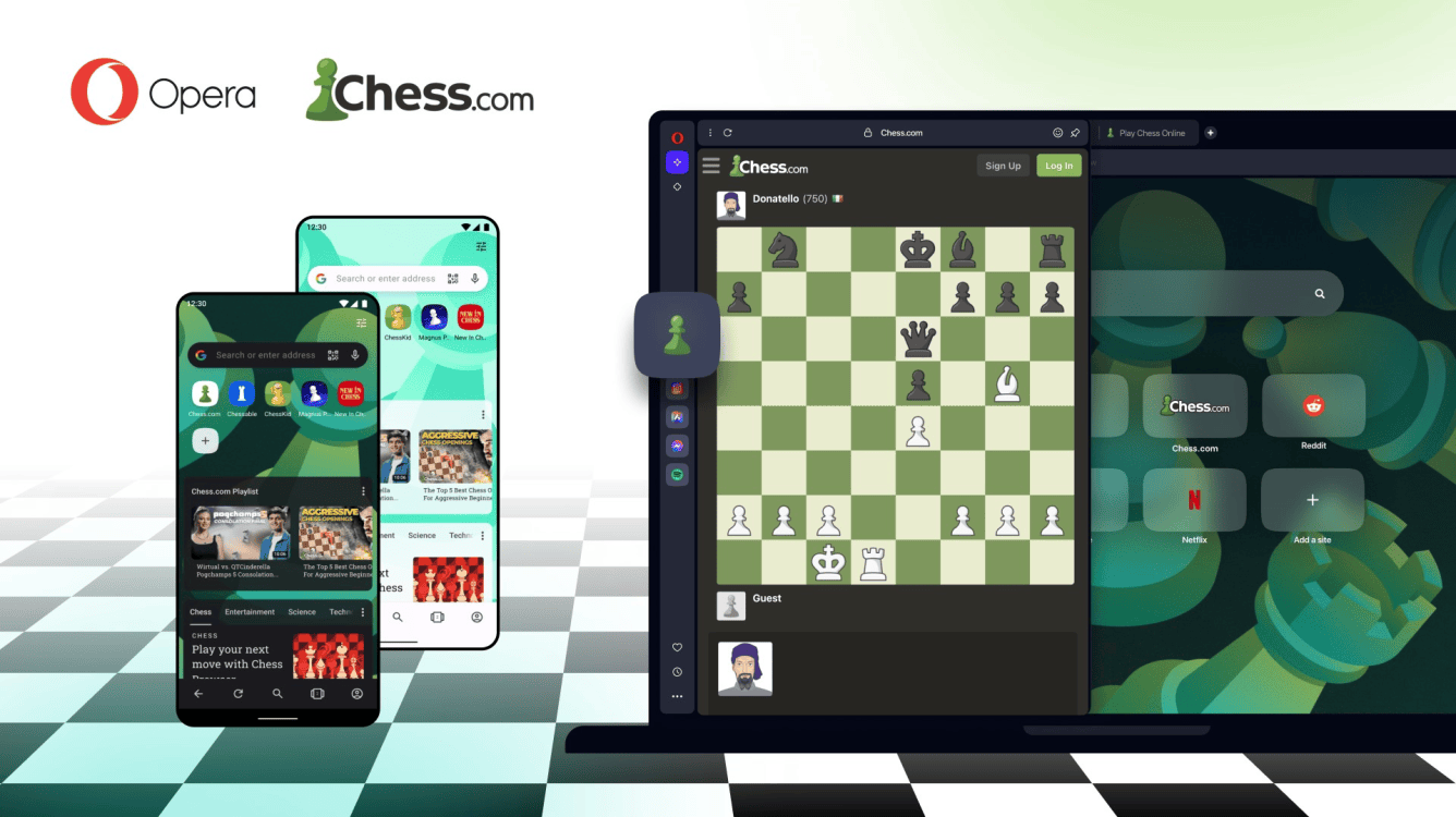 Para os verdadeiros fãs de xadrez: Opera lança novo navegador de xadrez personalizado
