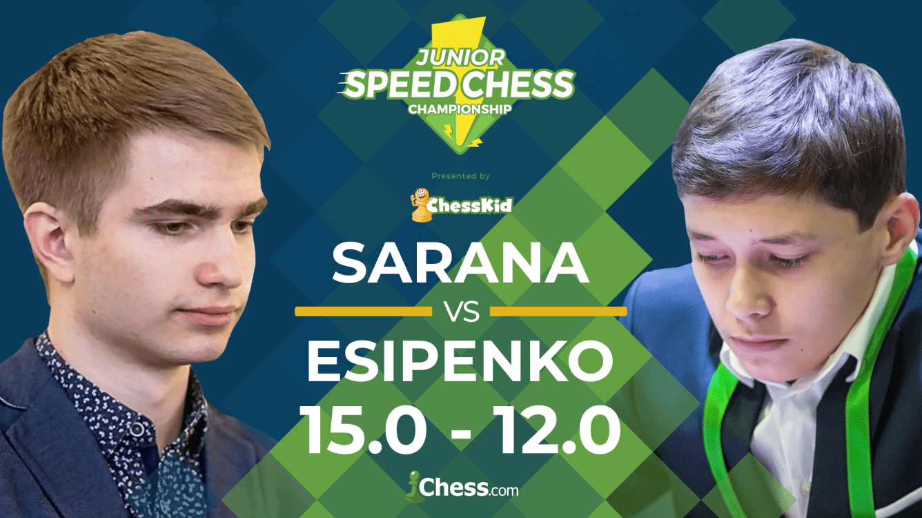 Молодежный чемпионат по скоростным шахматам: Сарана побеждает Есипенко со счетом 15-12