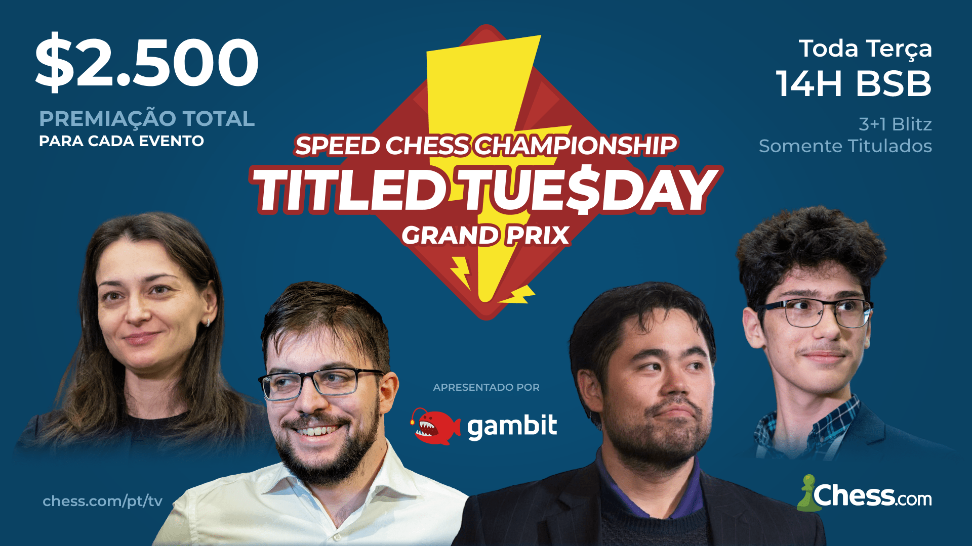 Titled Tuesday Agora é o Speed Chess Championship Grand Prix 