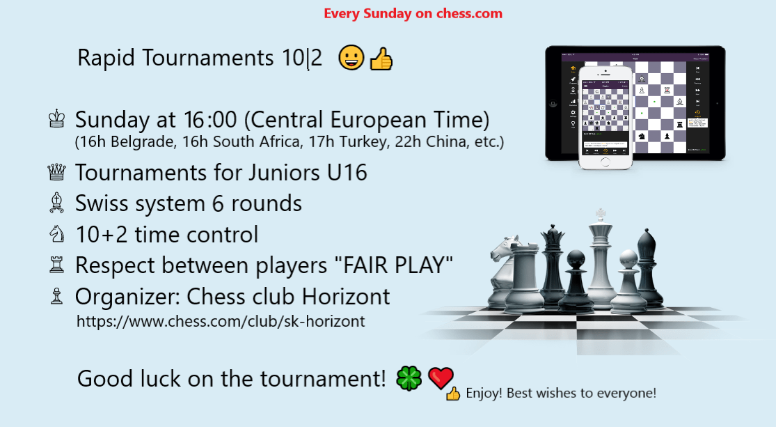 International Rapid Tournaments U16 on chess.com