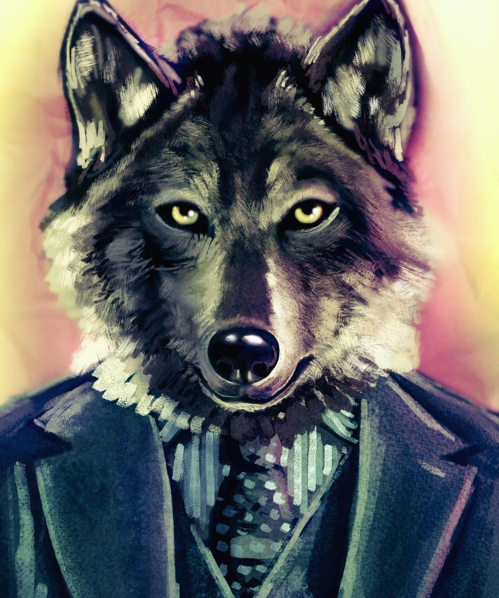 Волк в костюме арт
